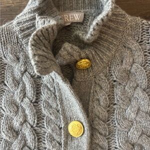 J. Crew Gray Cable Knit Cardigan Sweater